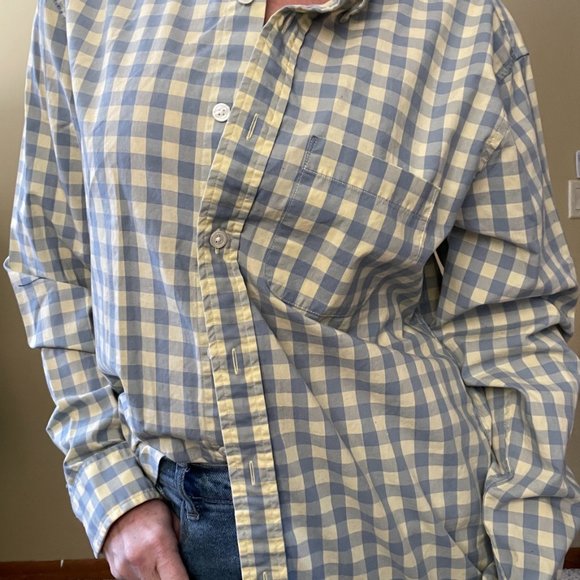 Abercrombie & Fitch button down mens top size medium in blue and yellow - Picture 7 of 9